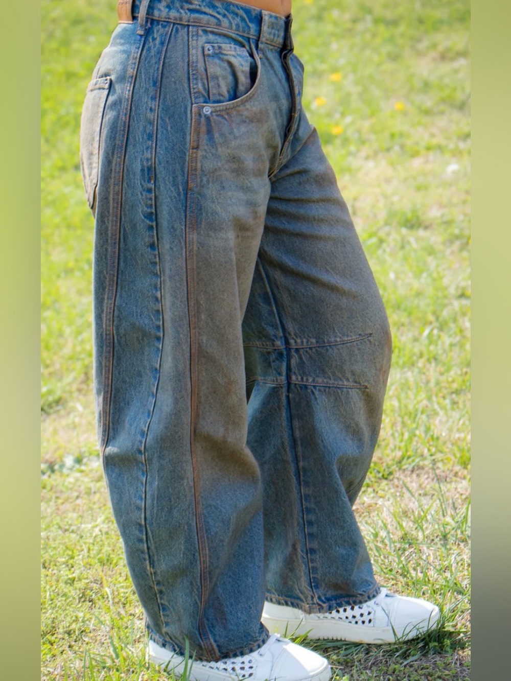 We The Free Lucky You Mid Rise Barrel Jeans Archive Grey Size 32 Women’s - Picture 2 of 16